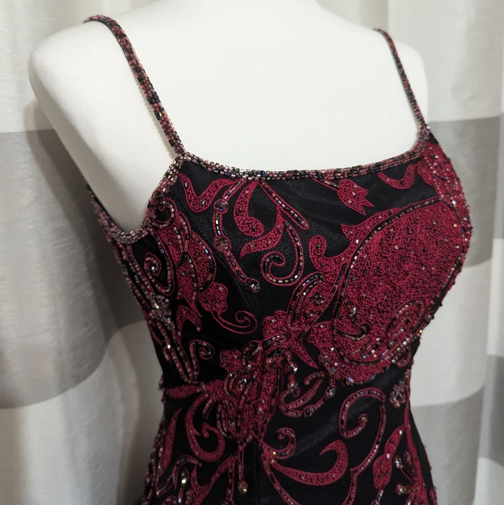 Mia Bella Couture Stunning Beaded Embroidered Open Back Silk Evening Gown - Picture 4 of 16